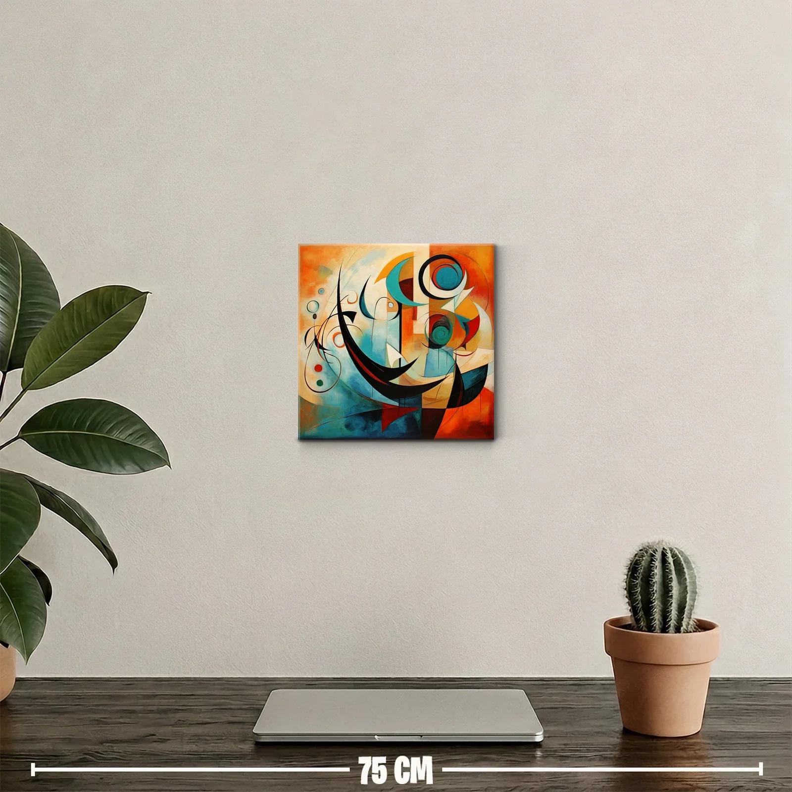Cuadro abstracto con formas dinámicas y colores vibrantes — miniatura 2
