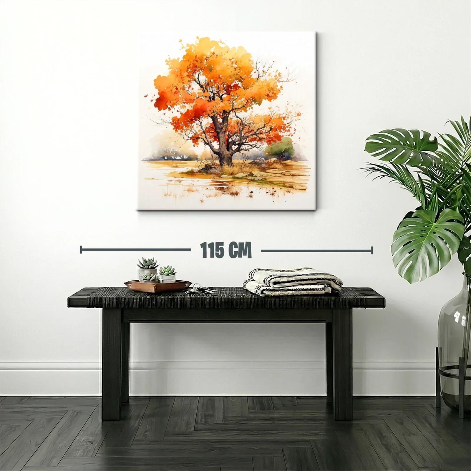 Árbol otoñal con tonos cálidos y paisaje sereno — miniatura 2