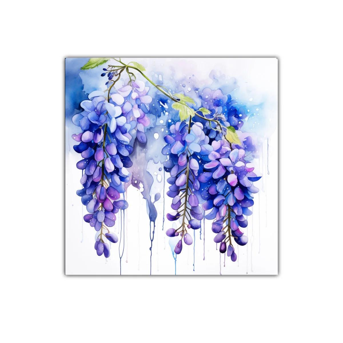 Cuadro decorativo con racimos de glicina en tonos violetas — imagen principal