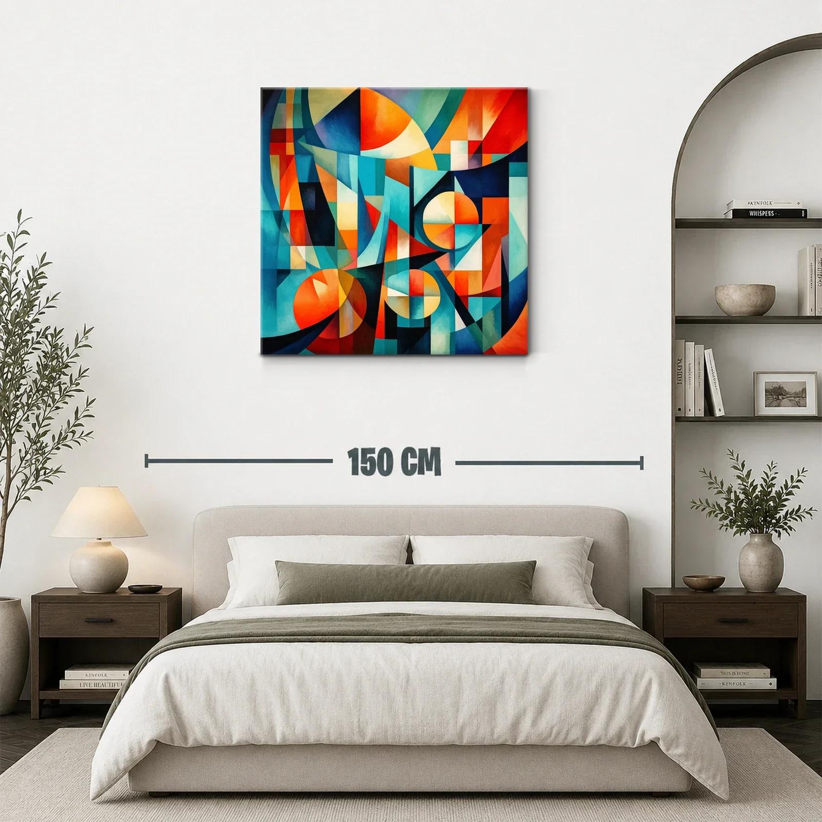 Composición abstracta en tonos cálidos y fríos vibrantes — miniatura 3