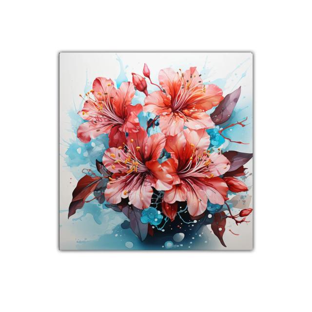 Cuadro decorativo con flores vibrantes y tonos contrastantes