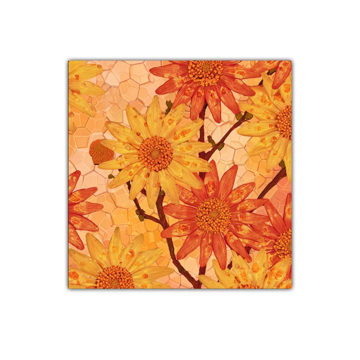 Cuadro decorativo de flores en tonos cálidos y vibrantes