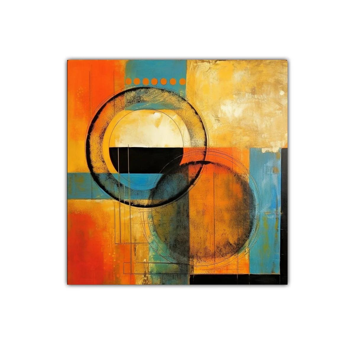 Cuadro abstracto con círculos y tonos vibrantes cálidos — imagen principal