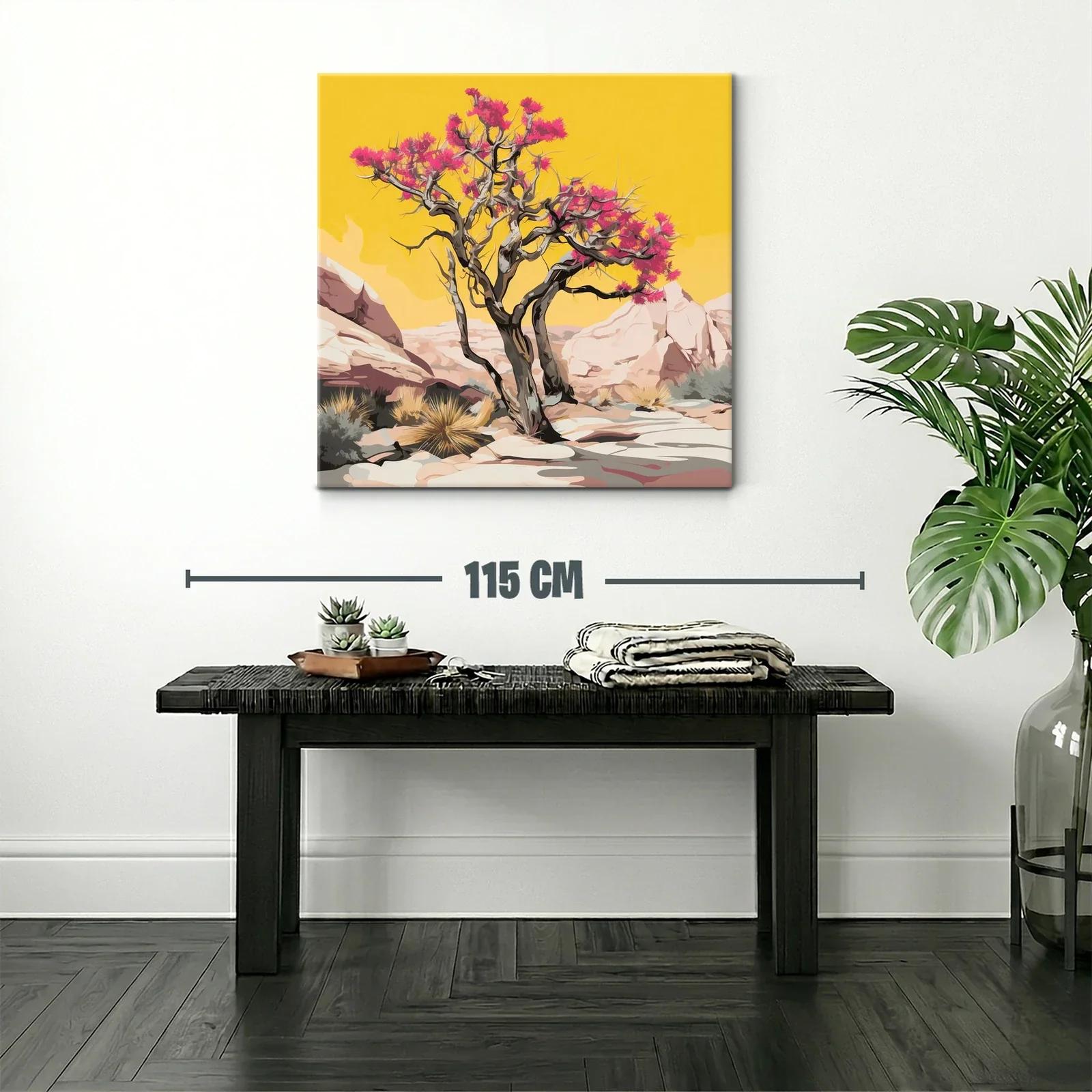 Árbol floreciente en desierto con fondo vibrante — miniatura 2
