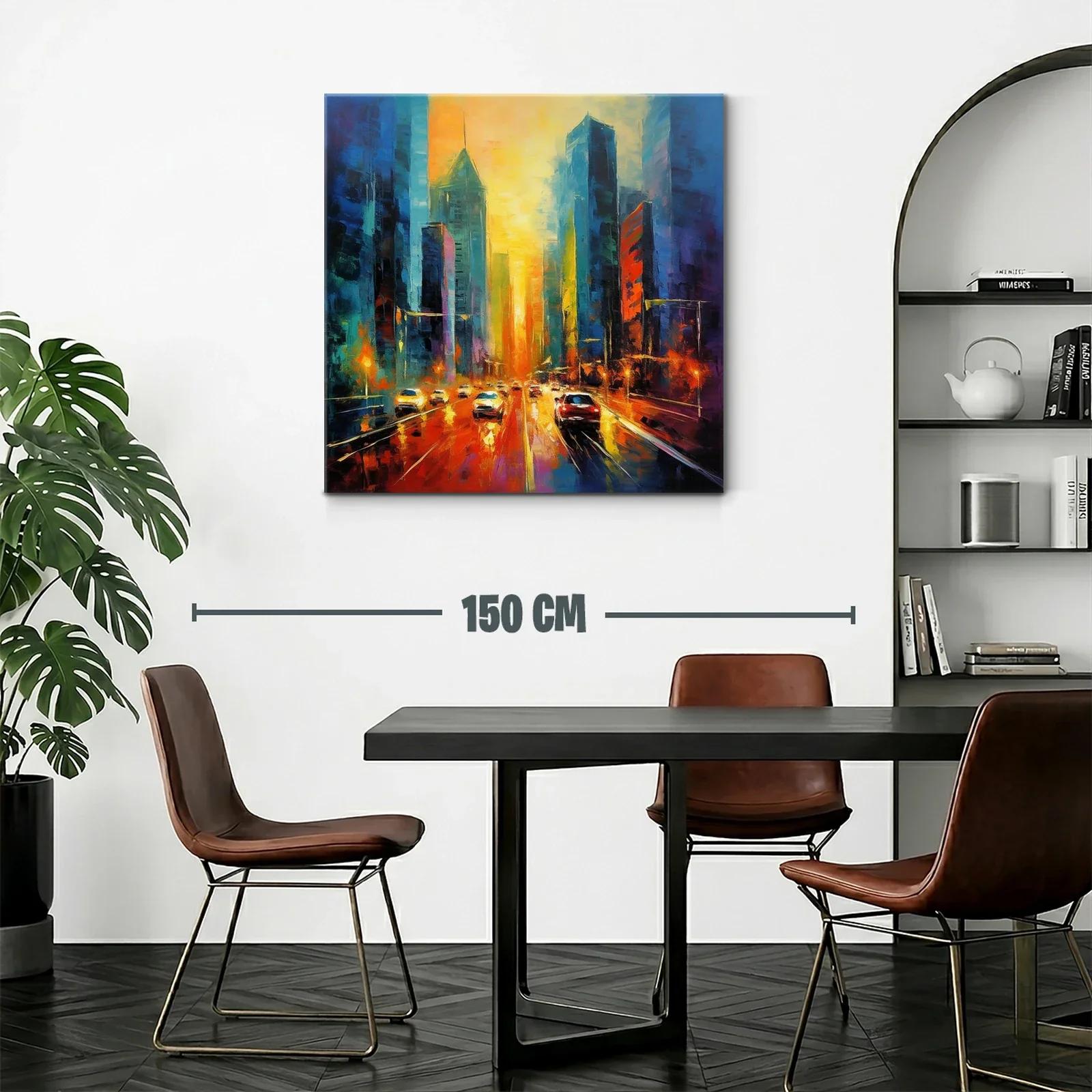 Atardecer vibrante en ciudad urbana con tráfico iluminado — miniatura 2