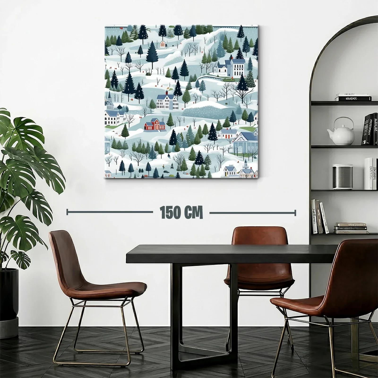 Paisaje de Invierno con Casas y Bosques Nevados — miniatura 2