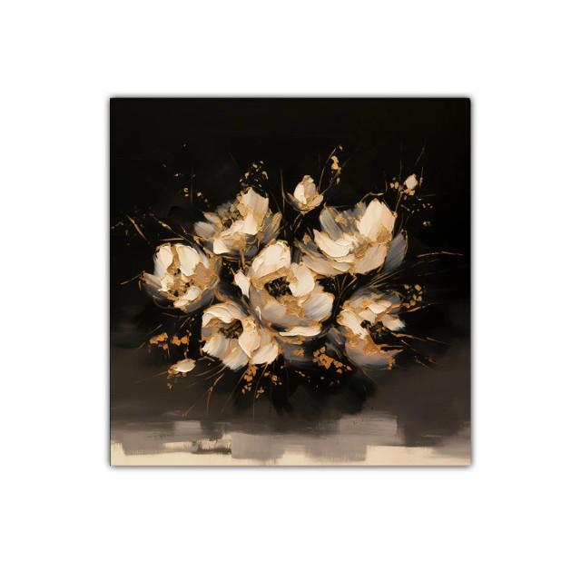 Elegancia floral con detalles dorados sobre fondo oscuro