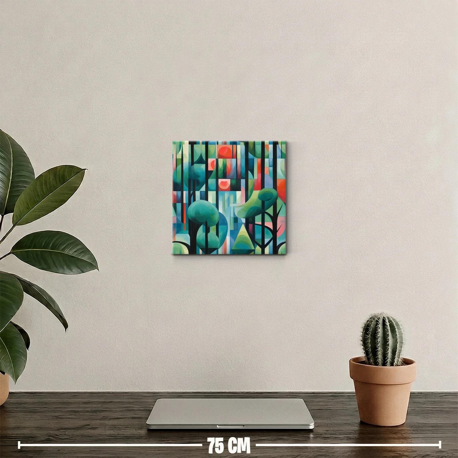 Cuadro abstracto con formas geométricas y tonos vibrantes — miniatura 2