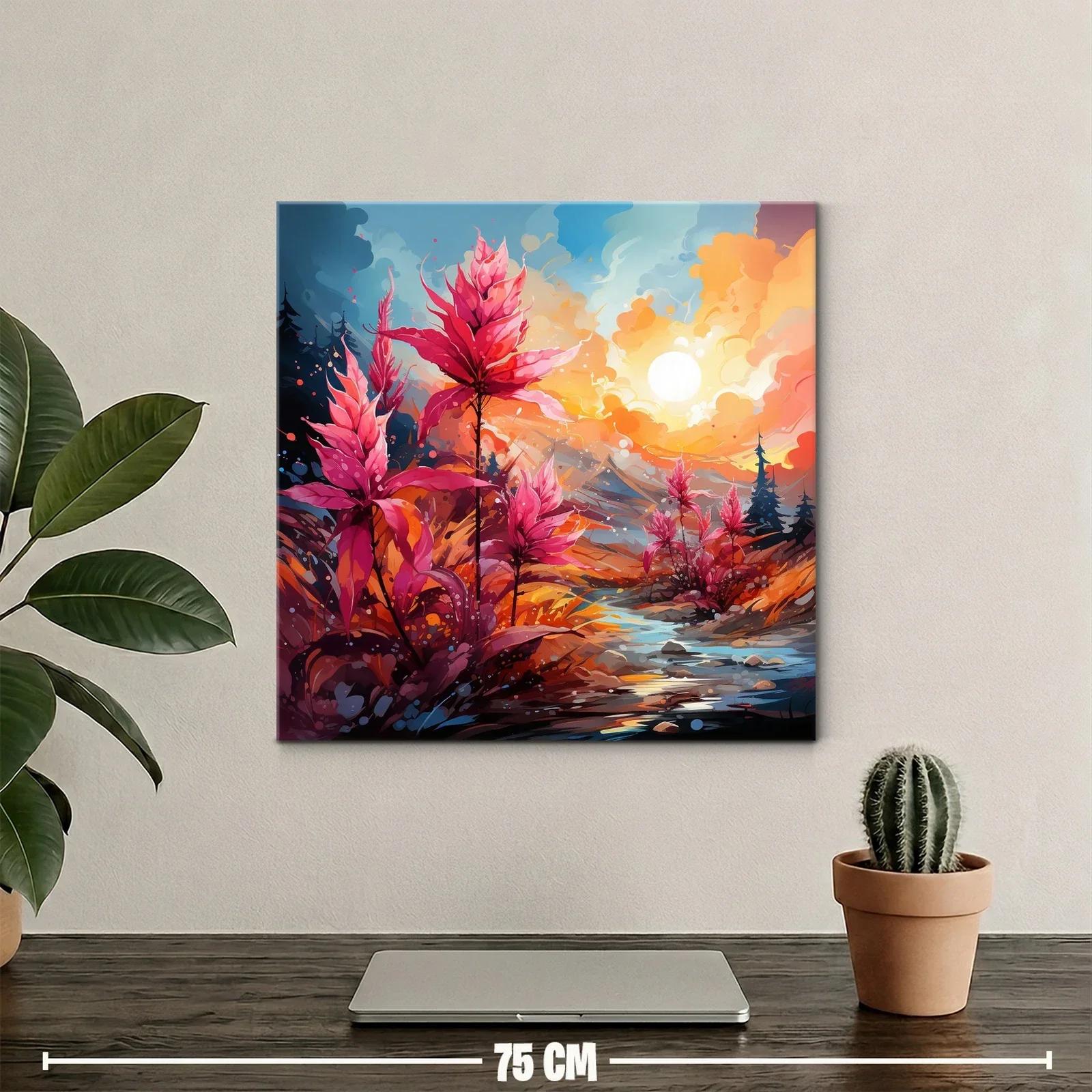 Paisaje vibrante con flores fucsias bajo el sol radiante — miniatura 2