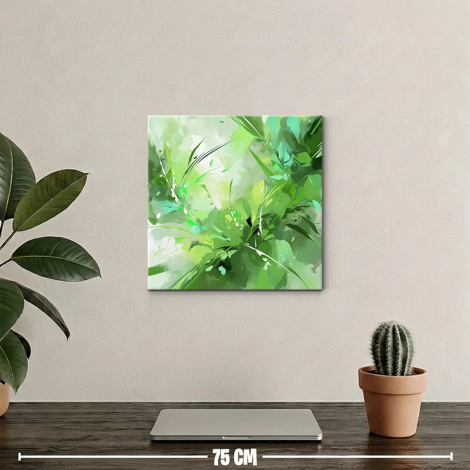 Cuadro abstracto con explosión de verdes naturales — miniatura 2