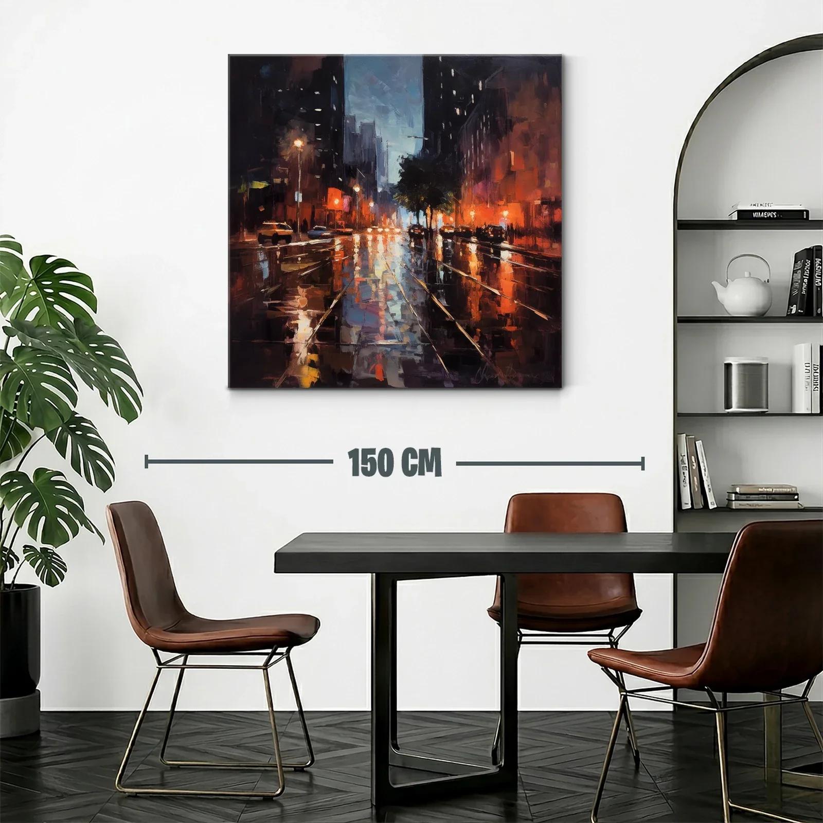 Reflejos urbanos al anochecer con luces vibrantes — miniatura 2