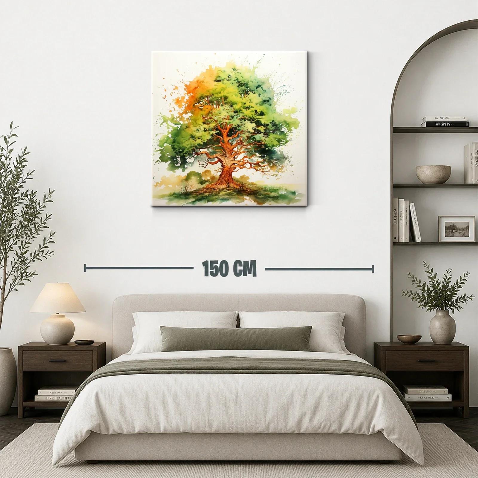 Árbol vibrante con follaje en tonos verdes y naranjas — miniatura 3