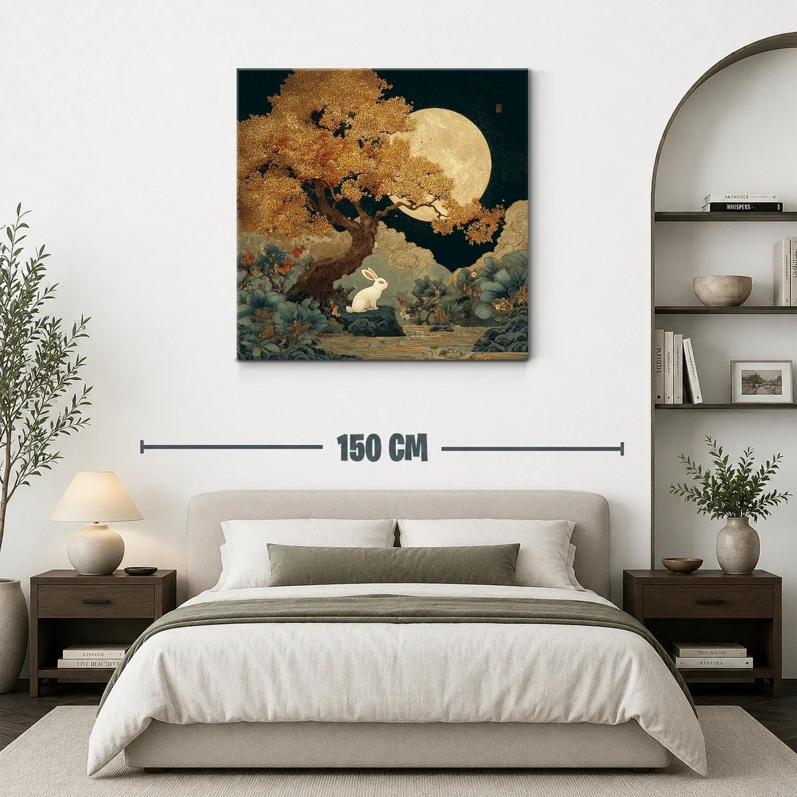 Armonía Nocturna con Árbol Dorado y Conejo Blanco — miniatura 3