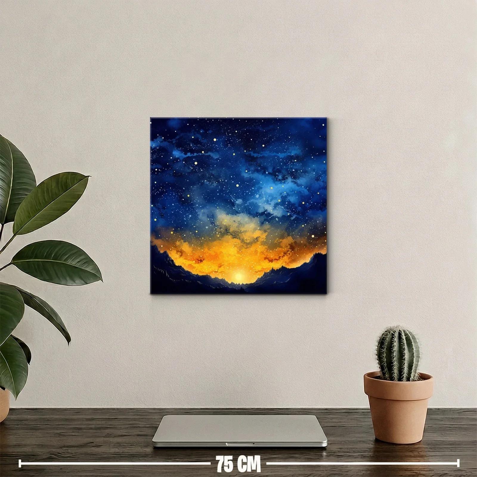 Paisaje Cósmico con Cielo Estrellado y Amanecer Dorado — miniatura 2