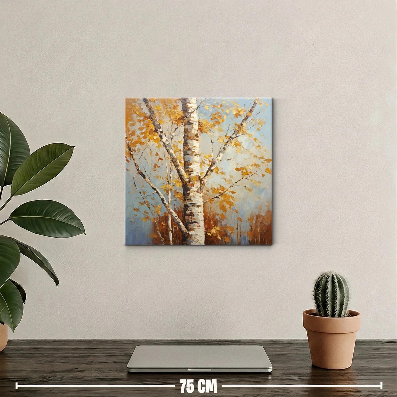 Árbol de abedul con hojas doradas en otoño brillante — miniatura 2