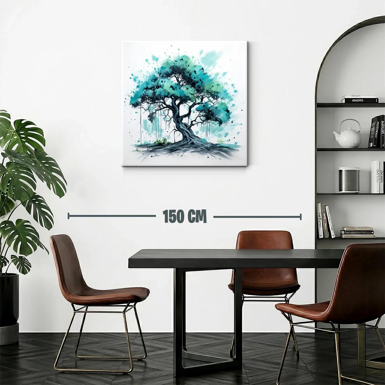 Árbol en tonos verdes y azules con estilo artístico moderno — miniatura 2