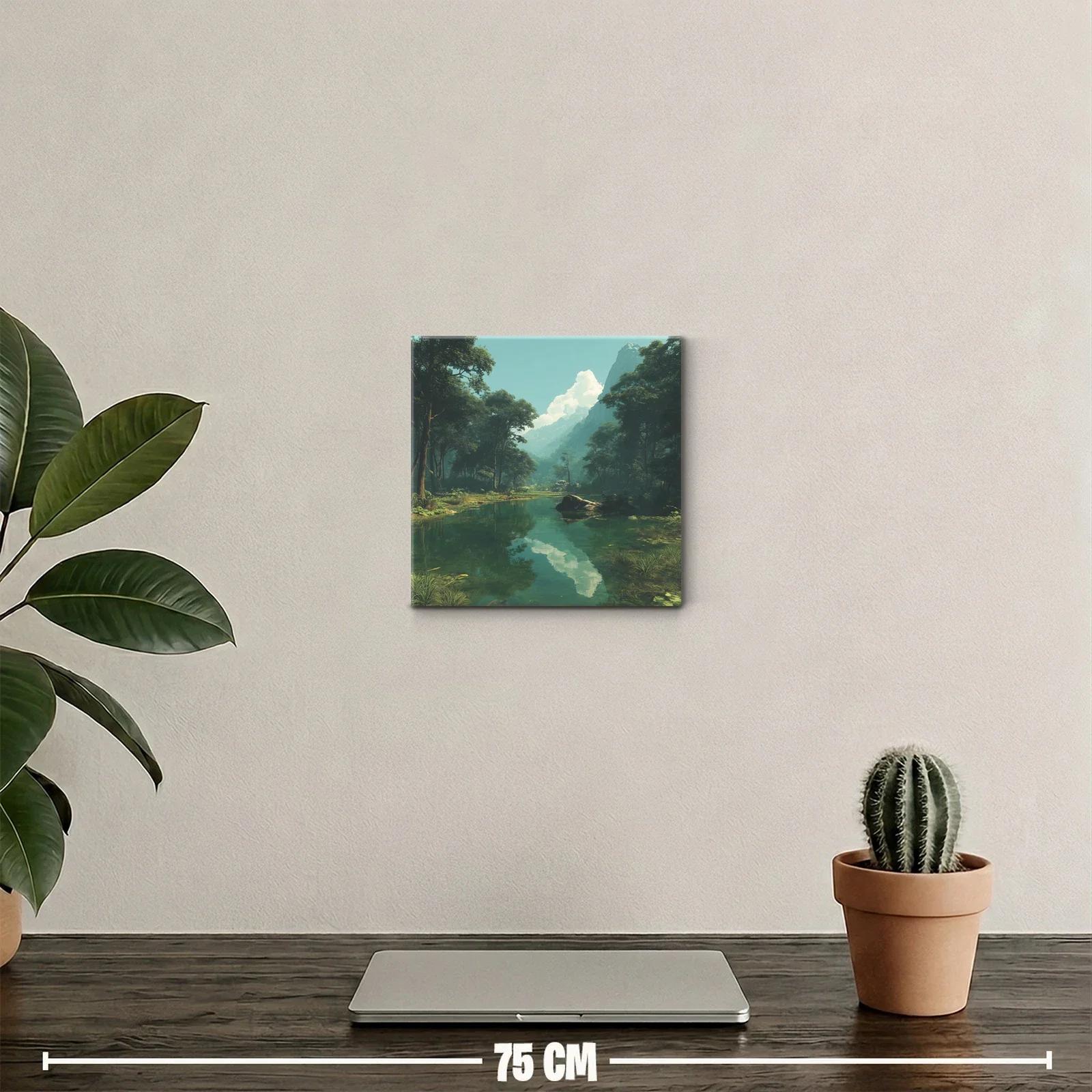 Serena vista natural con montaña y río en calma — miniatura 2