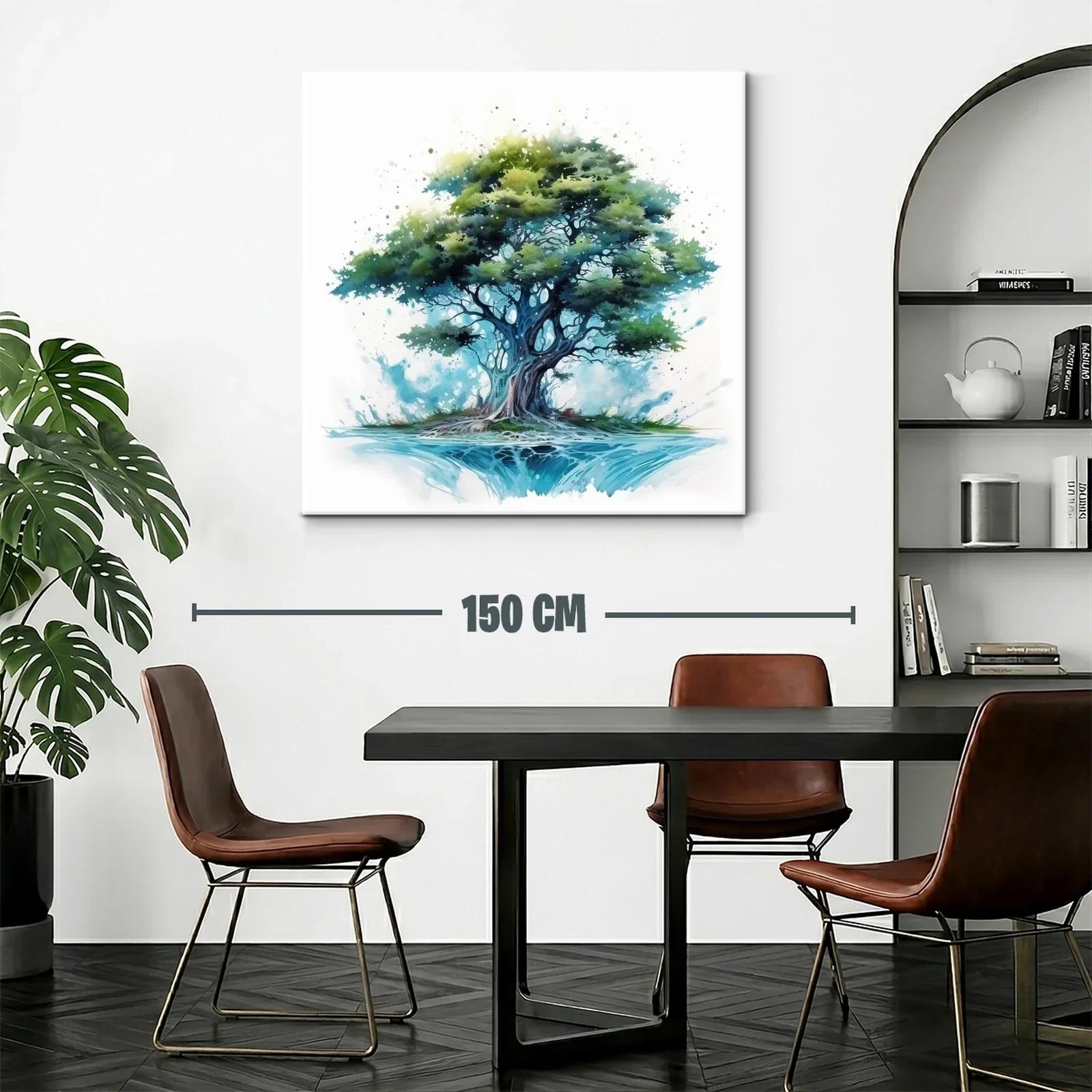 Árbol frondoso en tonos azules y verdes vibrantes — miniatura 2