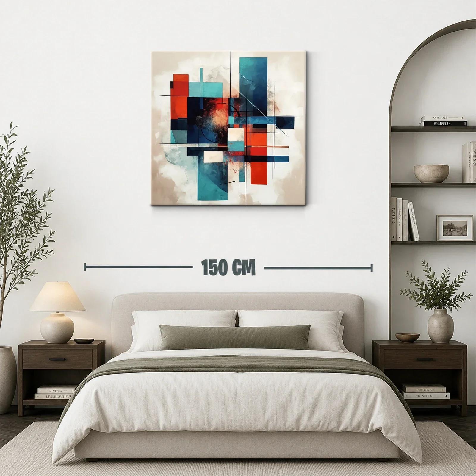 Composición abstracta en azul y rojo con formas geométricas — miniatura 3