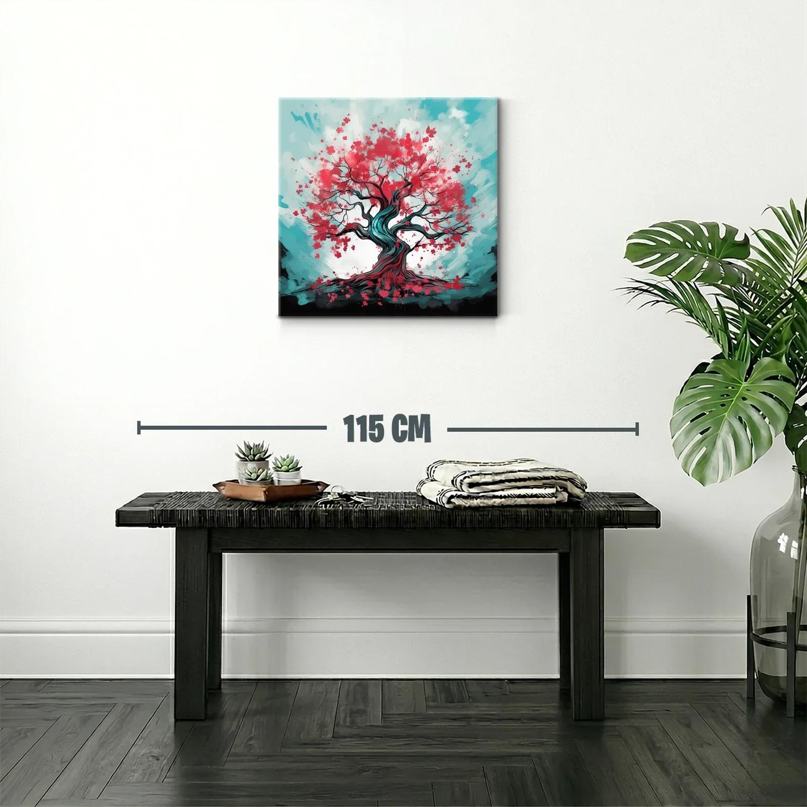 Árbol en flor con vibrantes tonos rojos y azules — miniatura 2