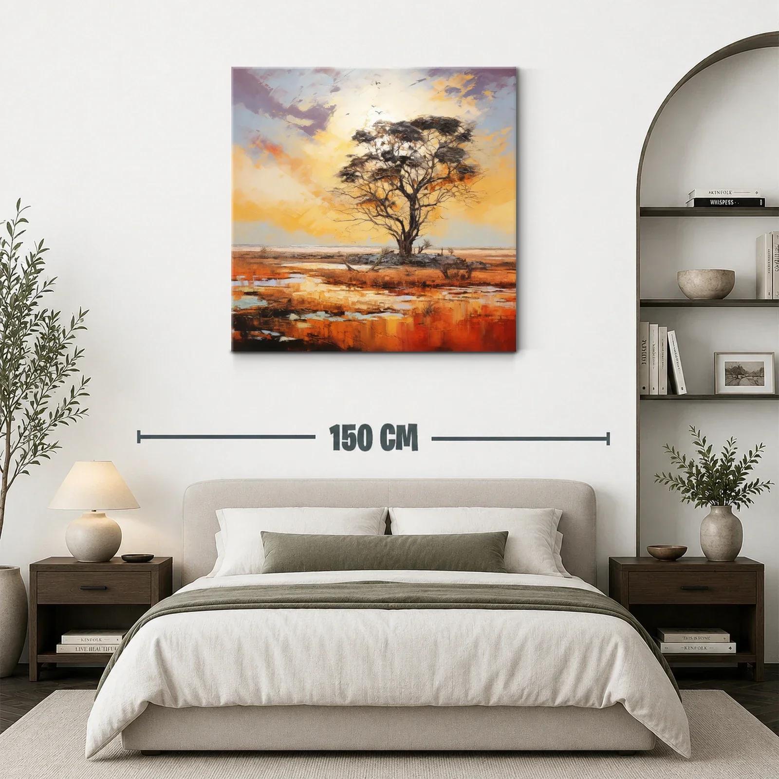 Solitaria silueta de árbol al atardecer en paisaje abierto — miniatura 3
