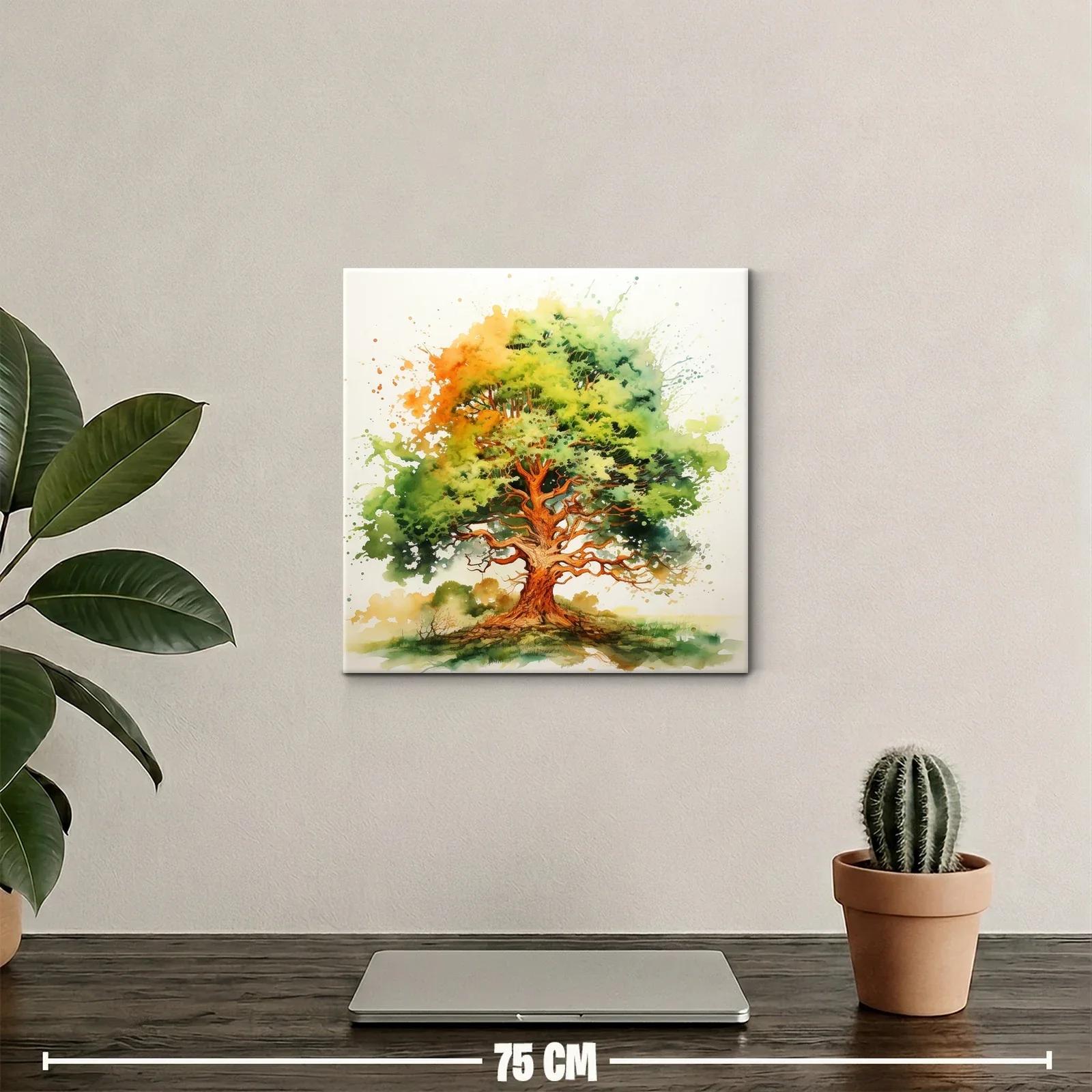 Árbol vibrante con follaje en tonos verdes y naranjas — miniatura 2