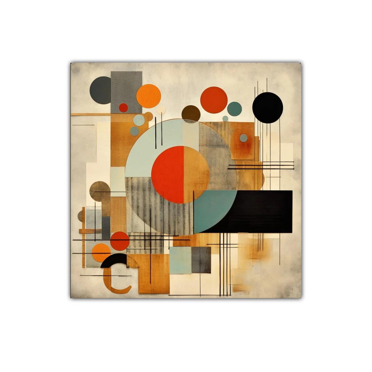Composición geométrica con tonos cálidos y contrastes contemporáneos