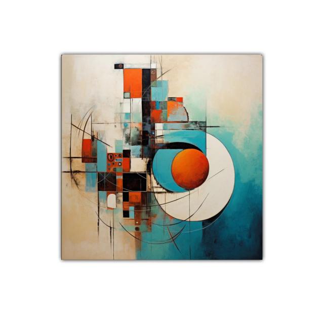 Composición abstracta con formas geométricas y colores vivos