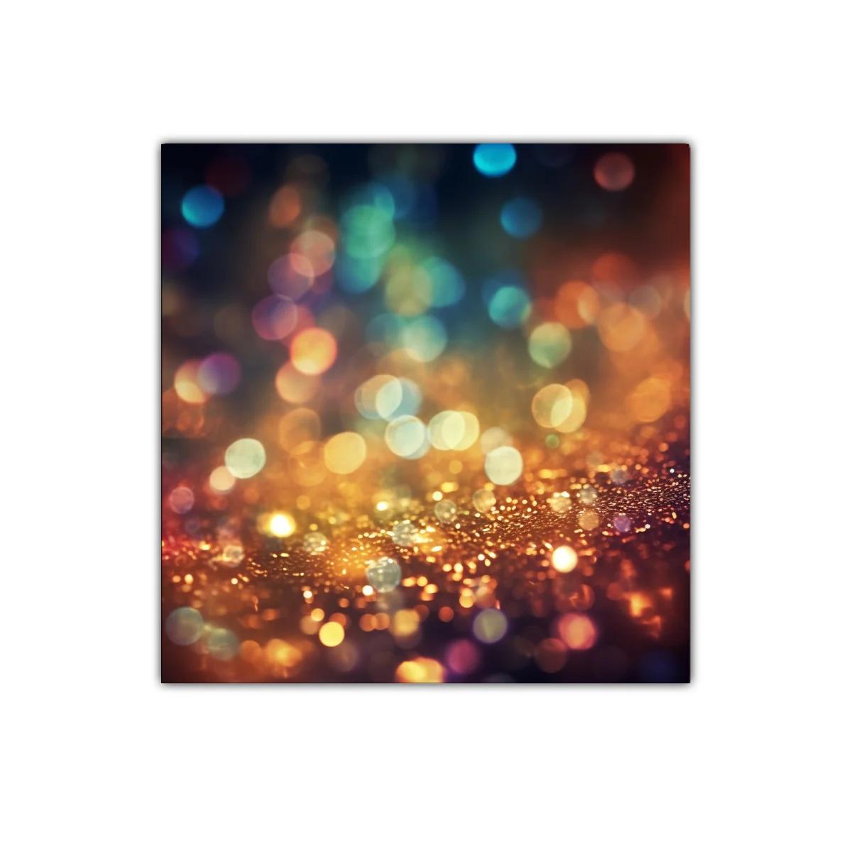 Cuadro abstracto de luces difusas en tonos cálidos y fríos