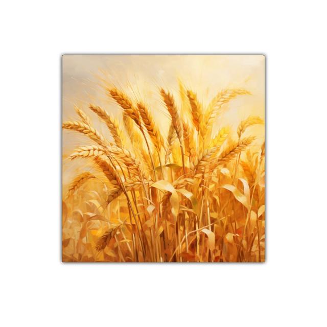 Cuadro inspirador con espigas doradas en campo de trigo