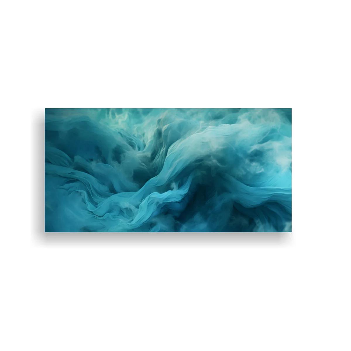 Cuadro olas abstractas turquesa con flujo vaporoso