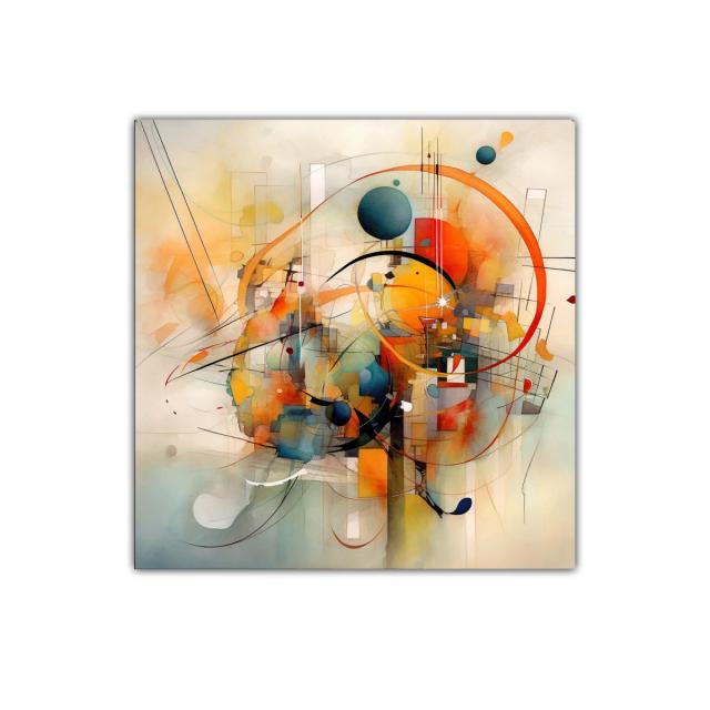 Composición abstracta con formas geométricas y tonos cálidos