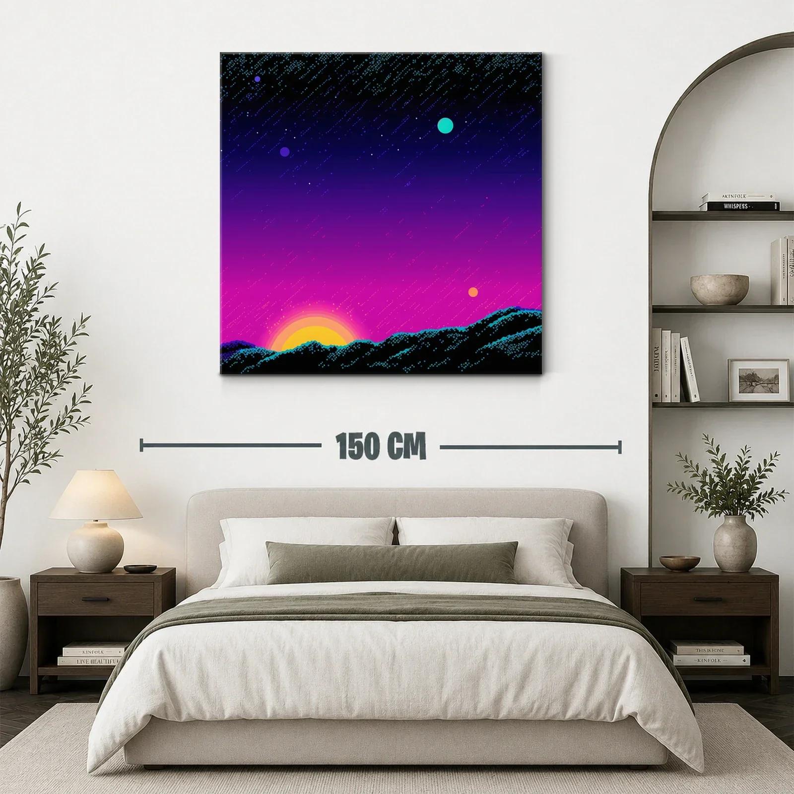 Atardecer cósmico con estrellas y planetas brillantes — miniatura 3