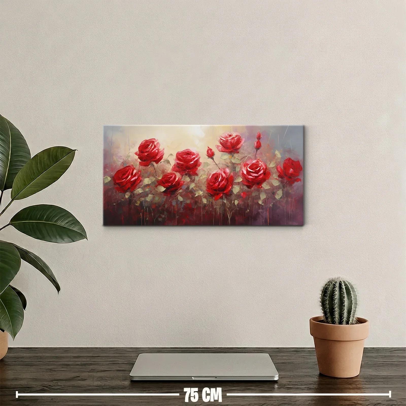 Cuadro ramo de rosas rojas en fondo brumoso — miniatura 2