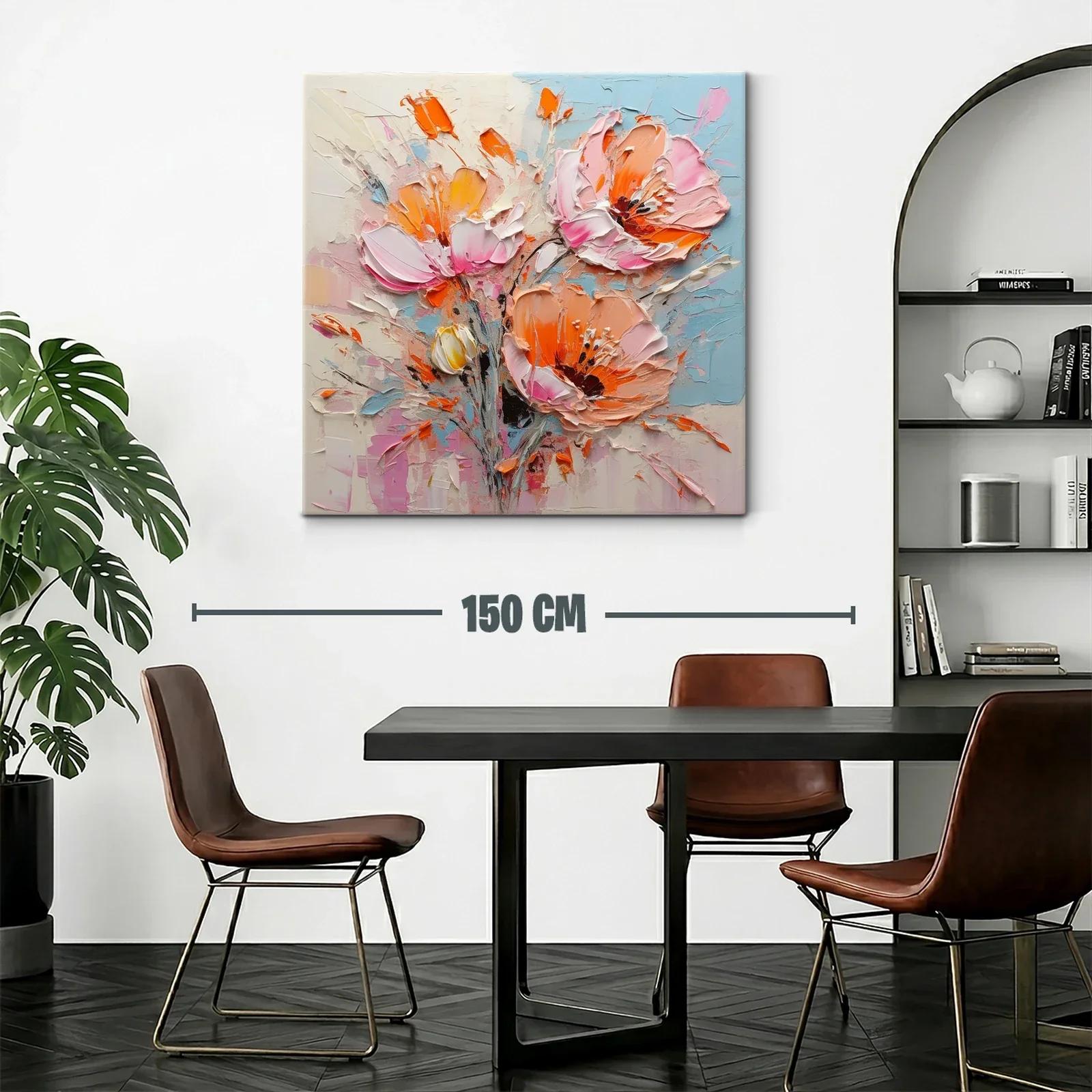 Cuadro floral vibrante con tonos cálidos y pastel — miniatura 2