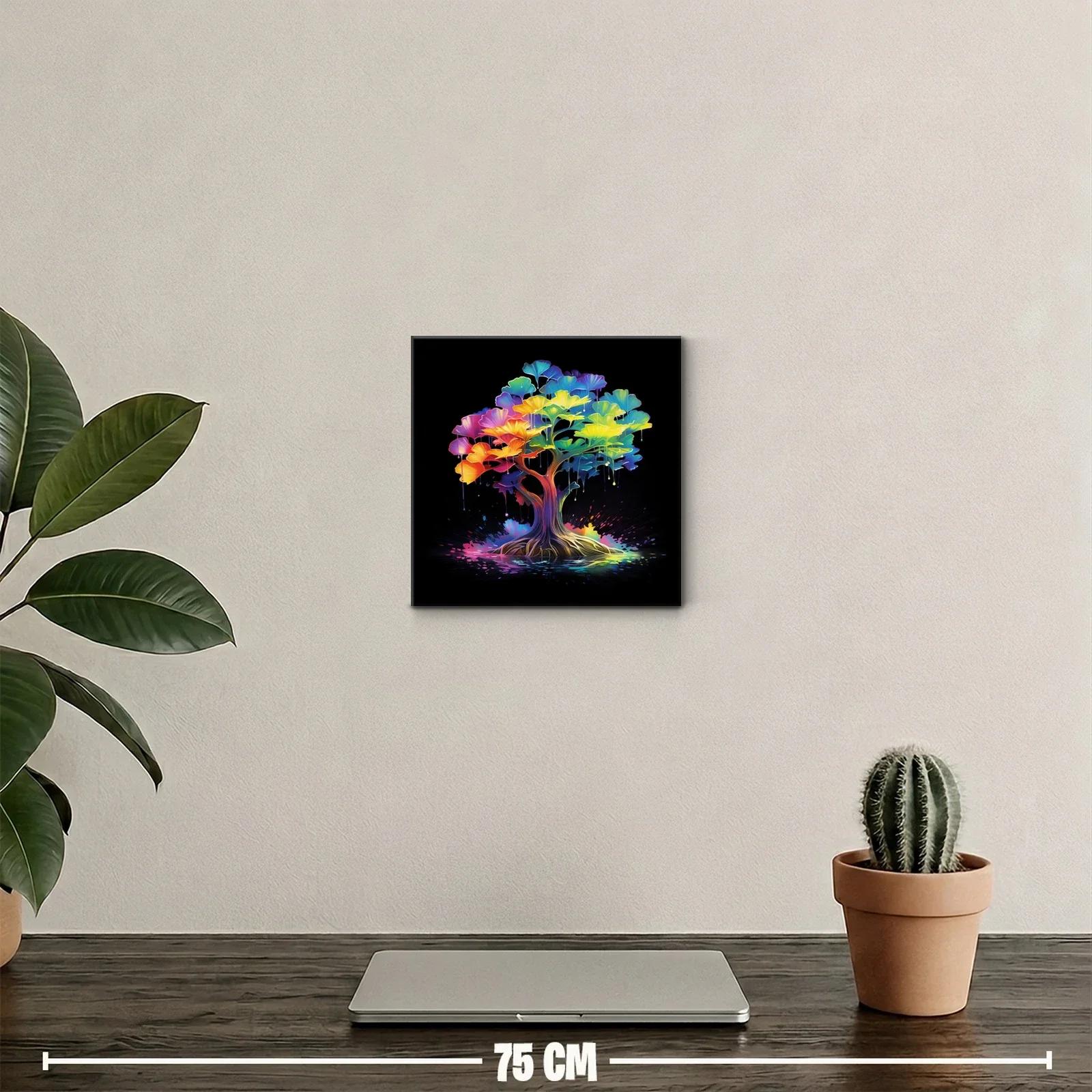 Árbol multicolor vibrante sobre fondo negro impactante — miniatura 2