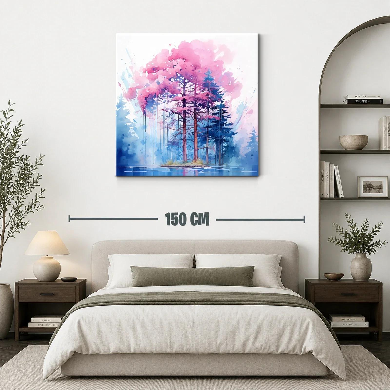 Bosque mágico con árboles en tonos rosa y azul — miniatura 3