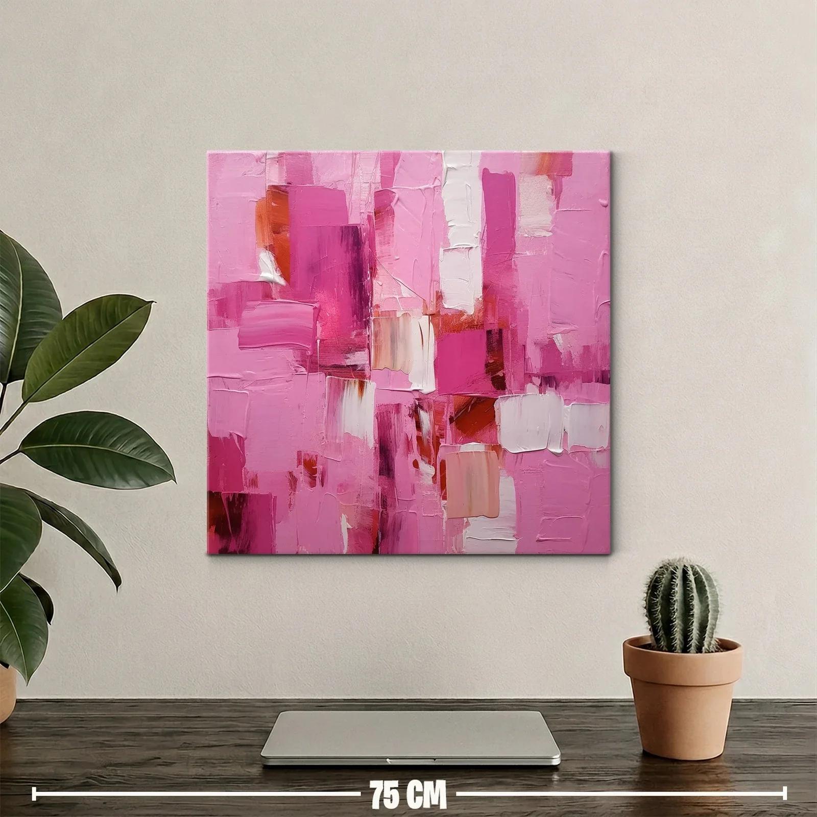 Cuadro abstracto con vibrantes tonos rosas y blancos — miniatura 2