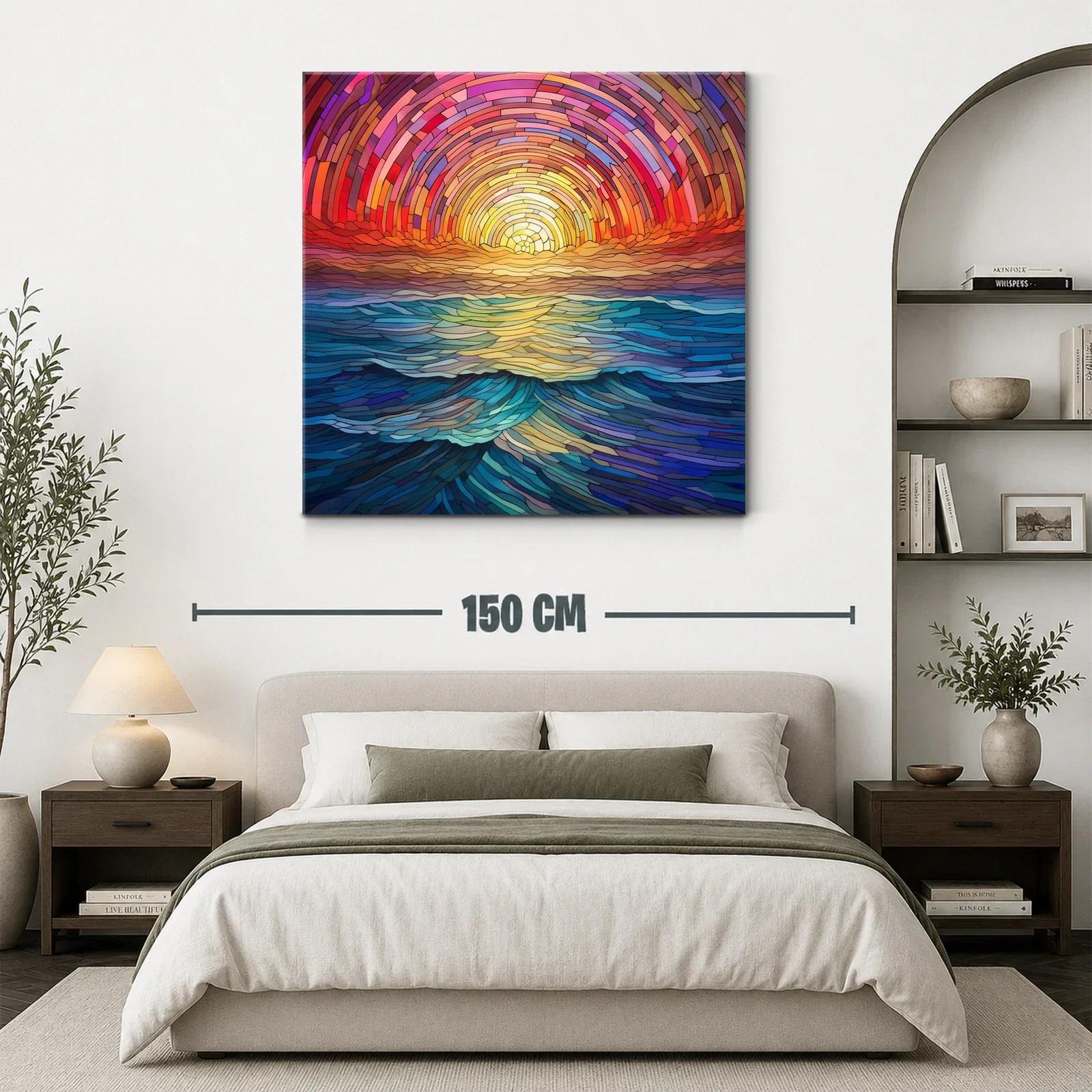 Atardecer vibrante sobre olas en tonos cálidos y azules — miniatura 3