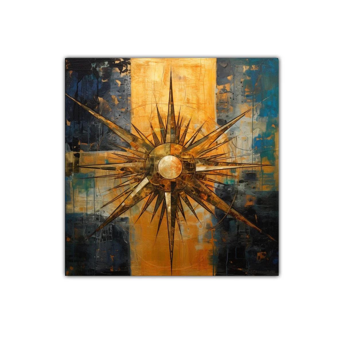 Cuadro decorativo estrella dorada sobre fondo abstracto
