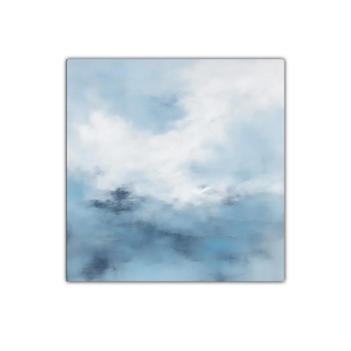 Cuadro abstracto con tonos azules y blancos suaves