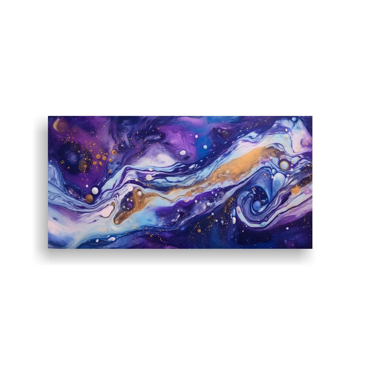 Cuadro remolino abstracto de tinta violeta y dorado