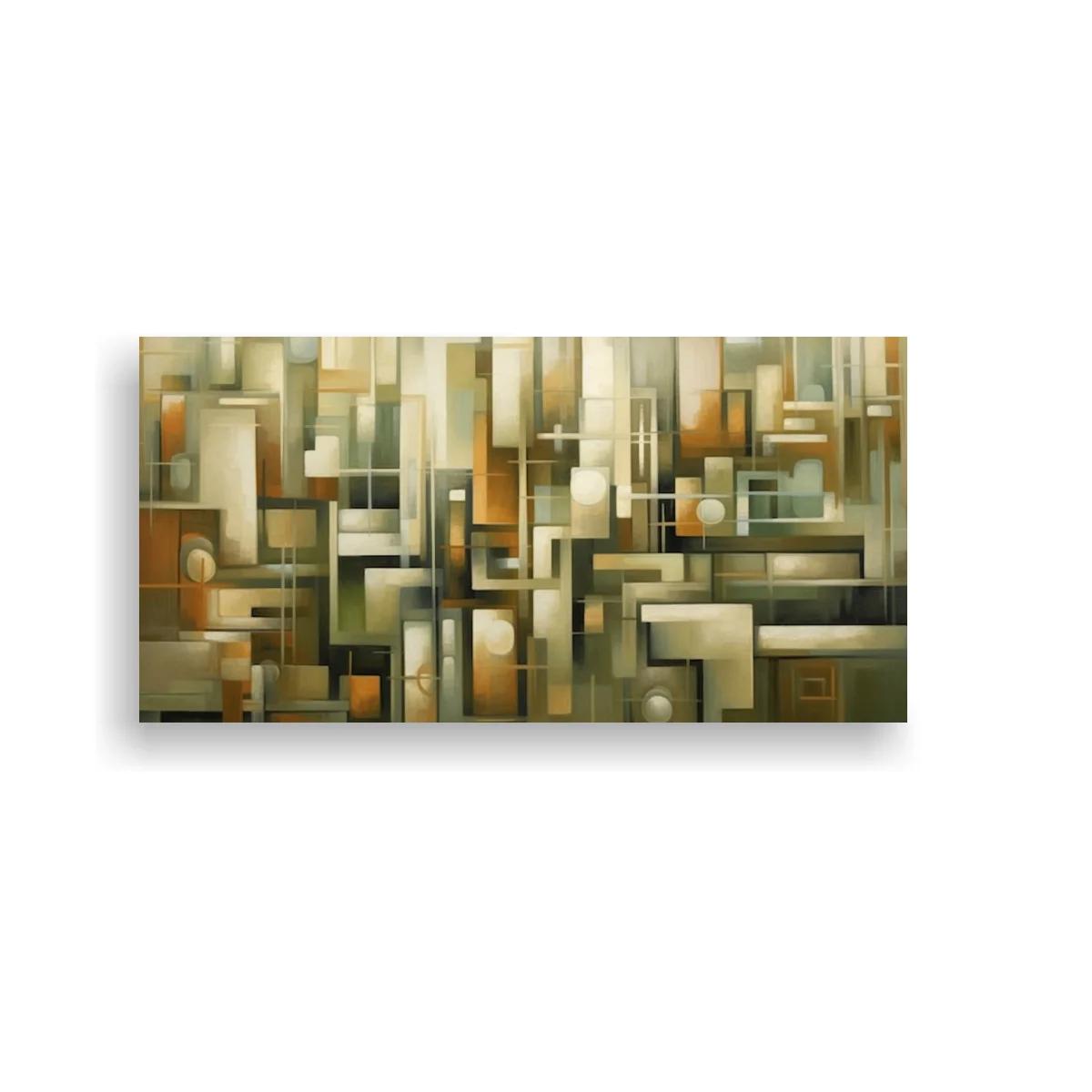 Cuadro composición geométrica abstracta con retícula de rectángulos