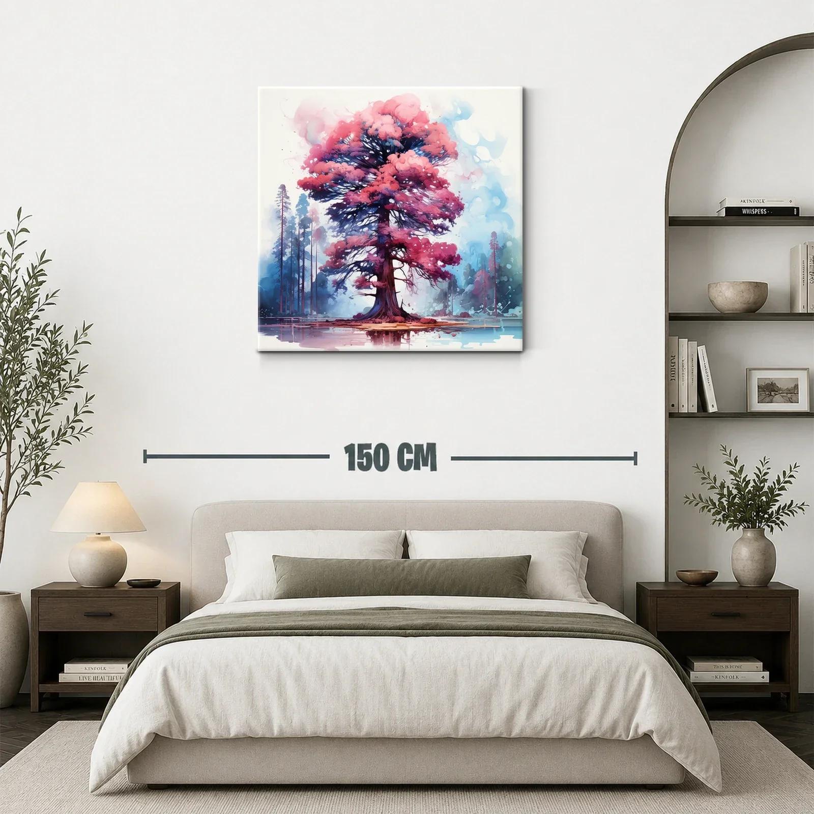 Árbol vibrante con follaje en tonos rosa y azul — miniatura 3