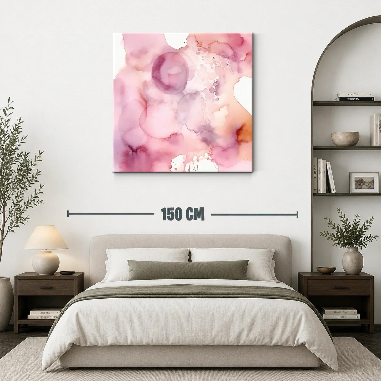 Cuadro abstracto en tonos rosas y melocotón suave — miniatura 3