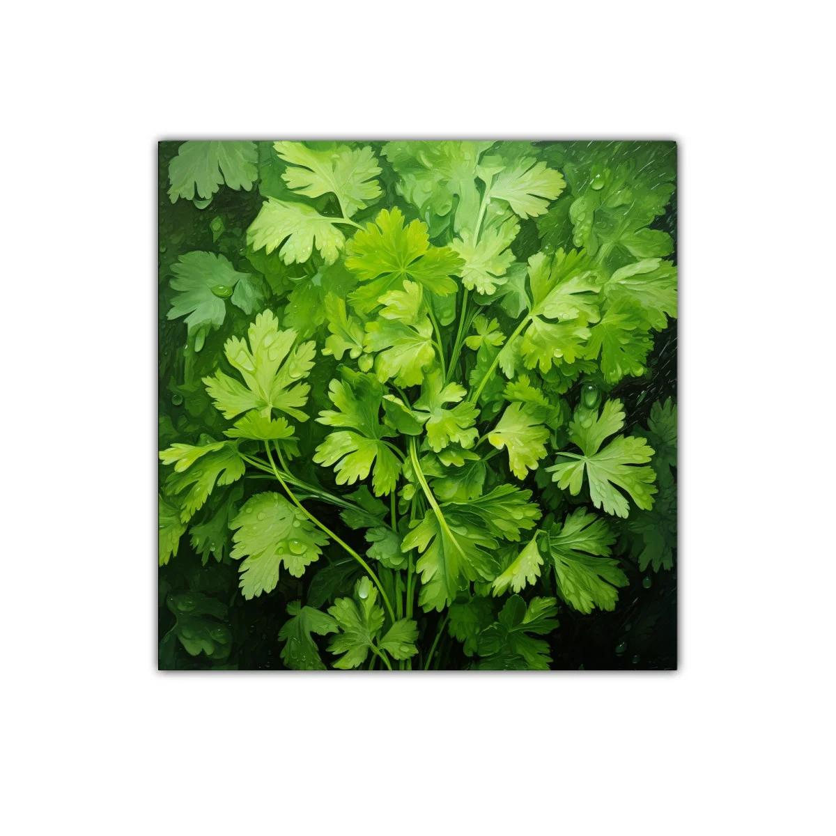 Cuadro decorativo con frescura de hojas verdes vibrantes