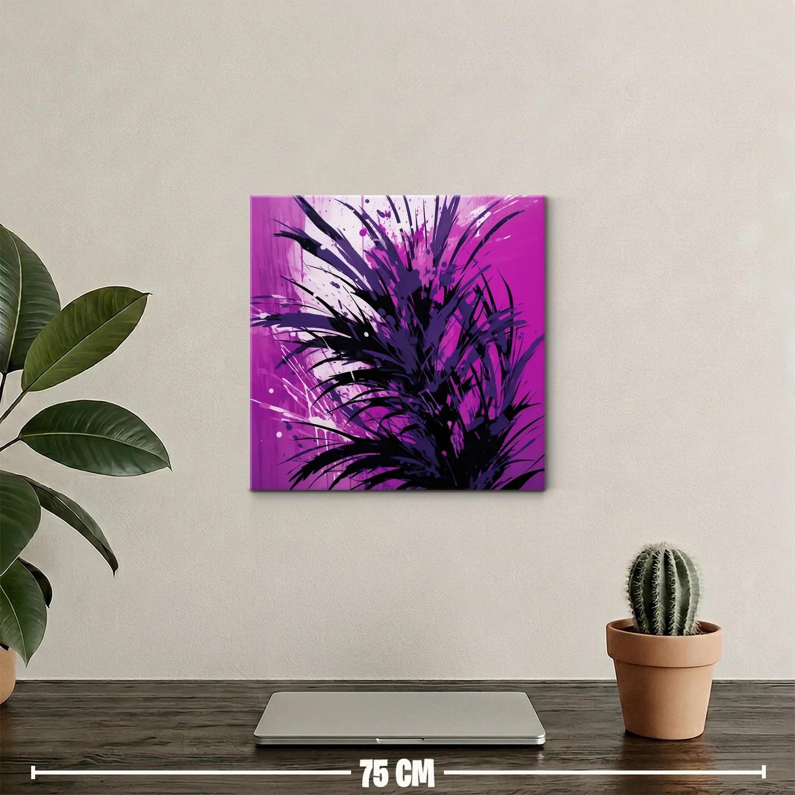 Cuadro abstracto con explosión de tonos morados y negros — miniatura 2