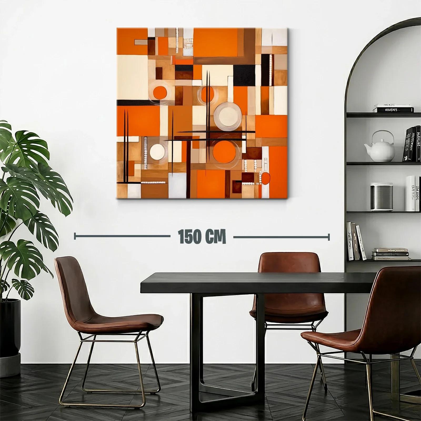 Cuadro abstracto con formas geométricas y tonos cálidos — miniatura 2