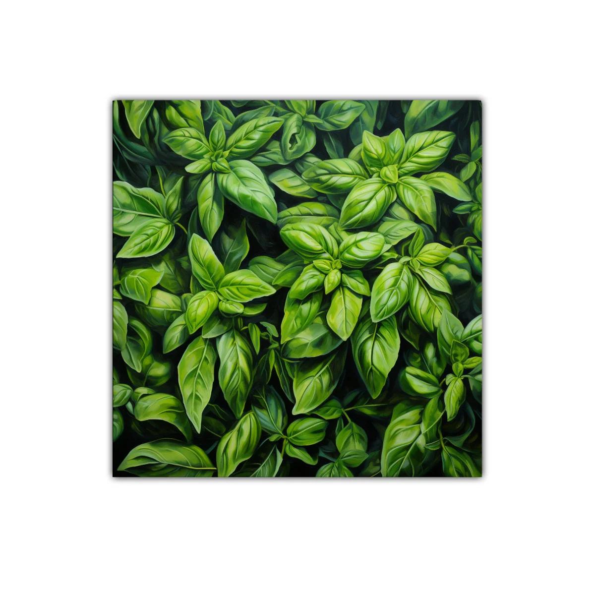 Cuadro decorativo con exuberantes hojas verdes detalladas — imagen principal