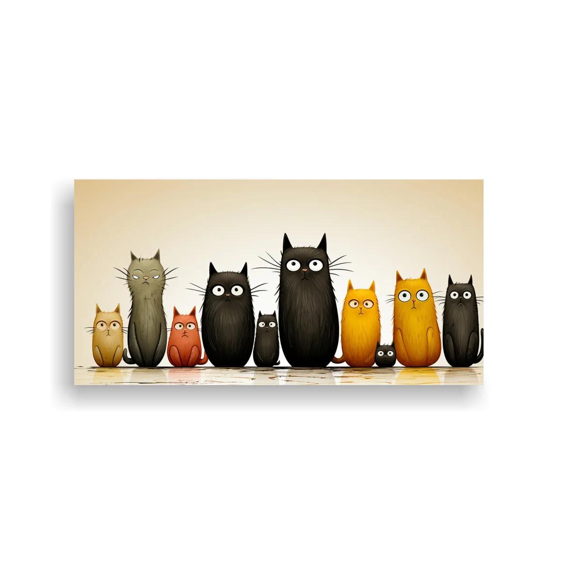 Cuadro de gatos sentados con fondo degradado